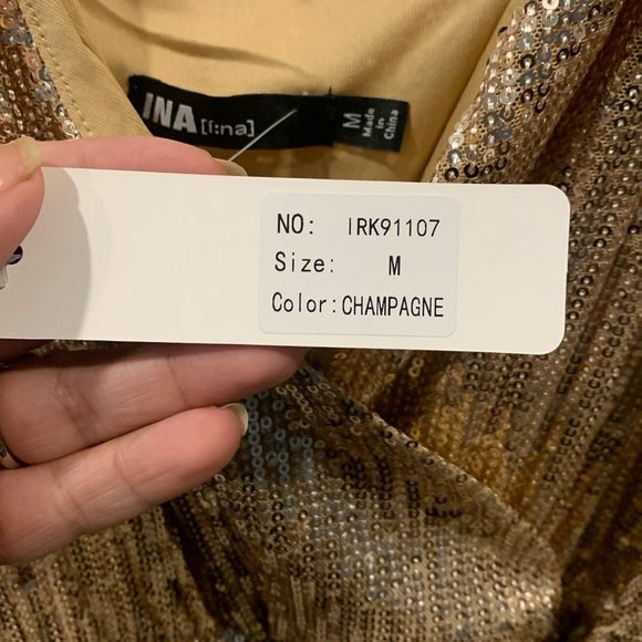 Gold Sequin Jumpsuit with side Alire NWT - Picture 6 of 10